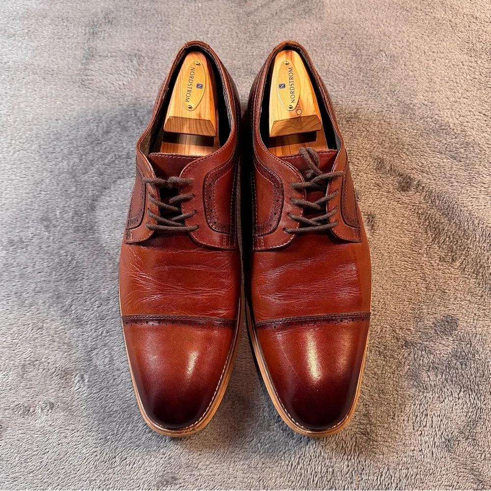 Stacy Adams Dickinson Cap Toe Oxfords in Cognac Brown Leather